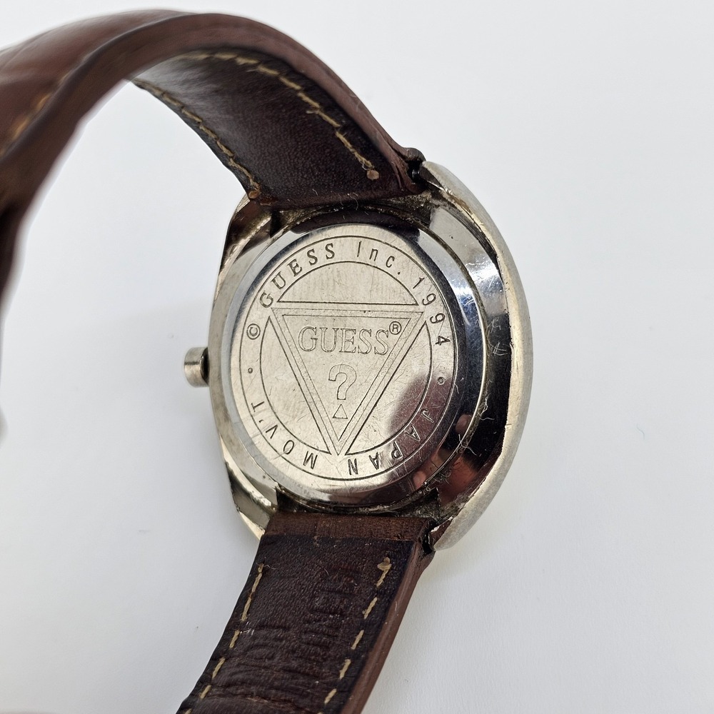 VTG Guess Women's Watch 32MM Gray Dial Brown Leather Bands New Battery - Picture 5 of 13